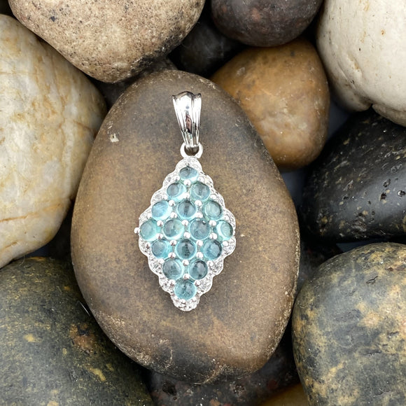 Blue Topaz and White Topaz pendant set in 925 Sterling Silver