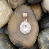 14K Rose Gold Vermeil Morganite and White Topaz pendant set in 925 Sterling Silver