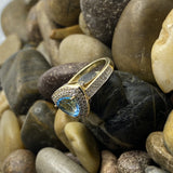 14K Gold Vermeil Swiss Blue Topaz and White Topaz ring set in 925 Sterling Silver